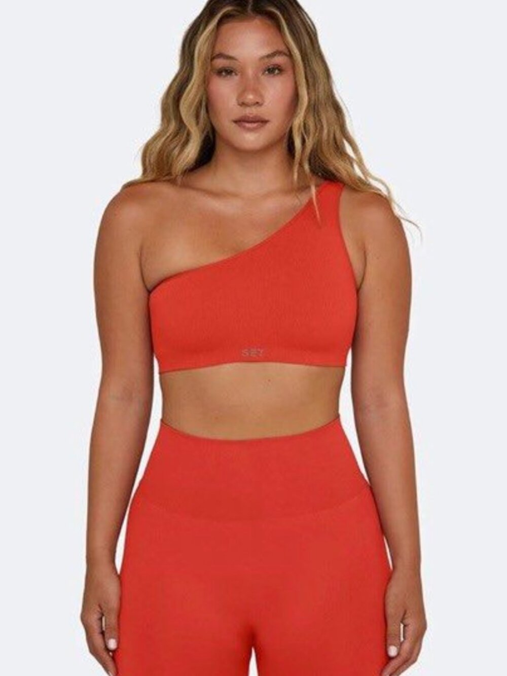 SET Active Sculptflex Ribbed One Shoulder Bra & Shorts Matching Active Set XS